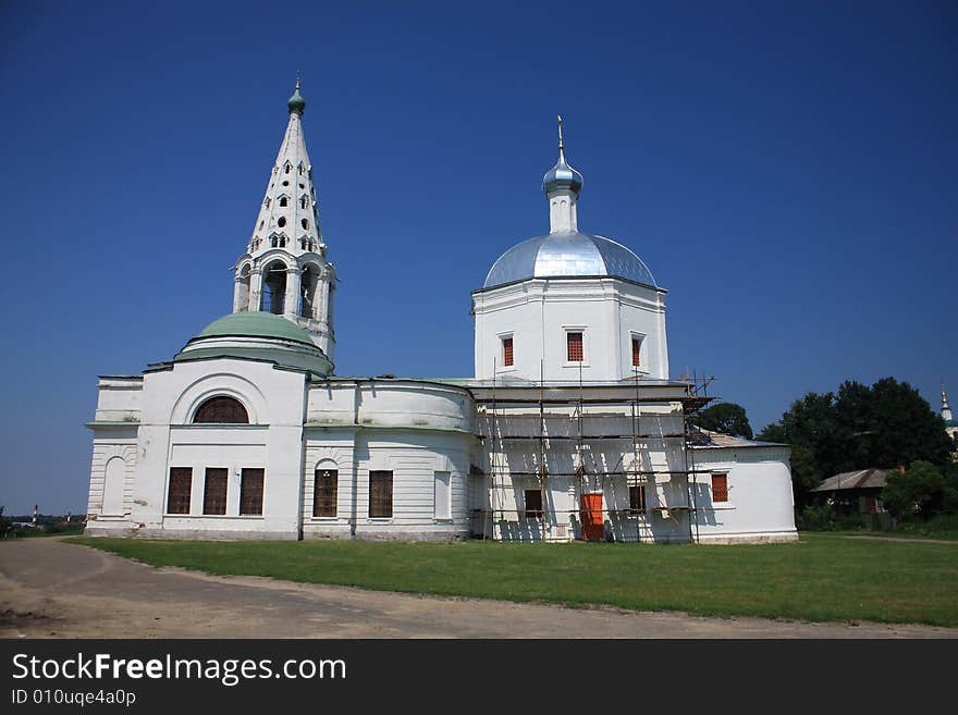 Cathedral in Serpukhov. Moscow region, russia, XVI century. today on reconstruction