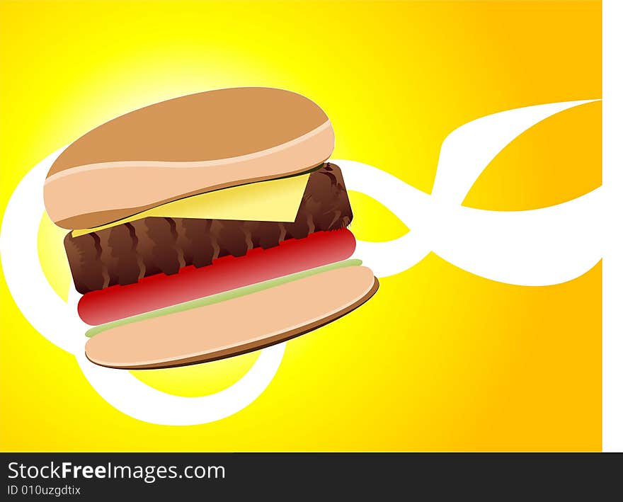 Hamburger on swirly gradient background