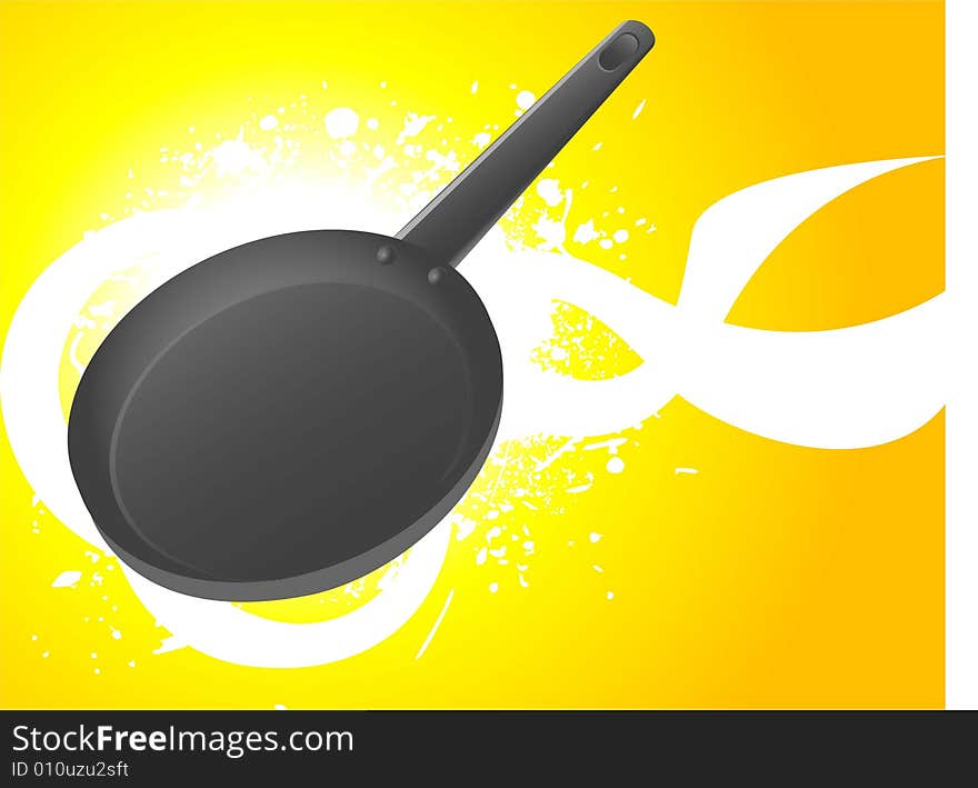 Frying griddle on swirly gradient background