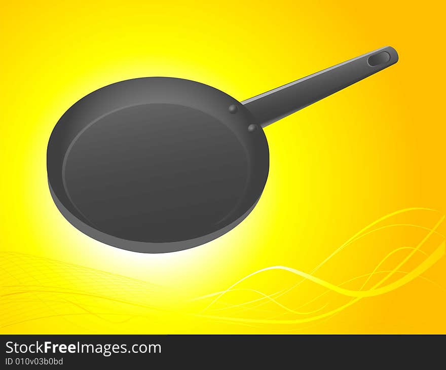 Frying pan on gradient swirly background