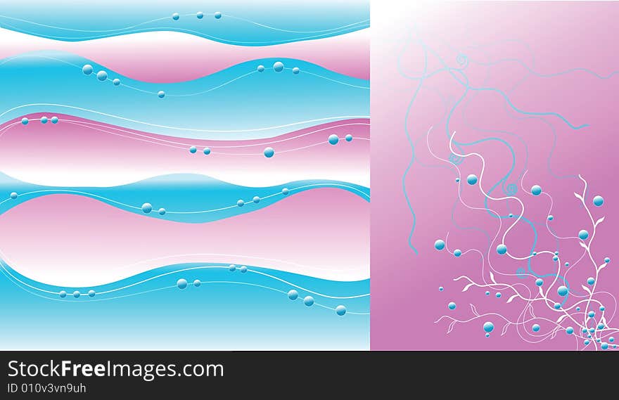 Vector illustration with blue and pink background and white lines