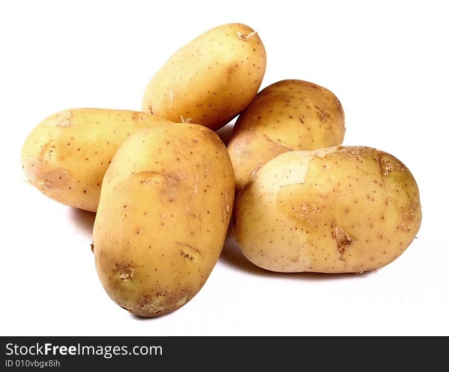 Potatoes on white background