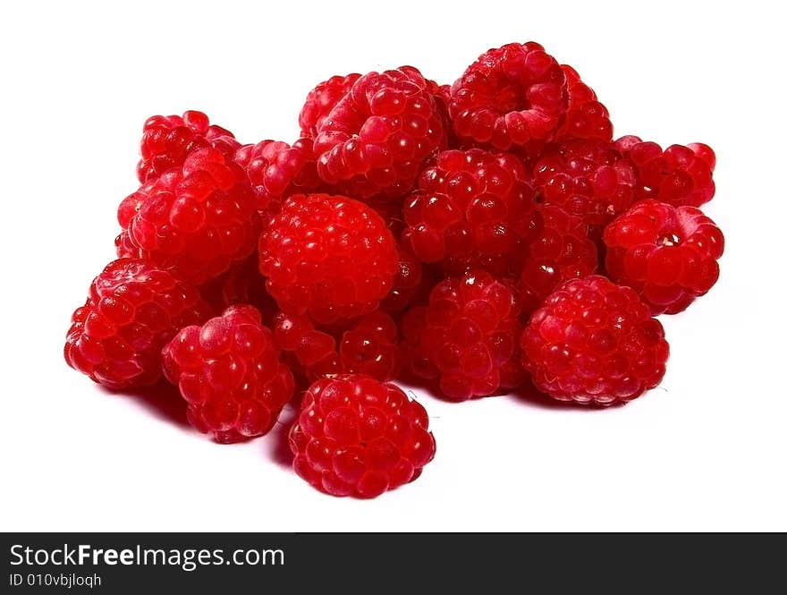 Raspberries; Objects on white background