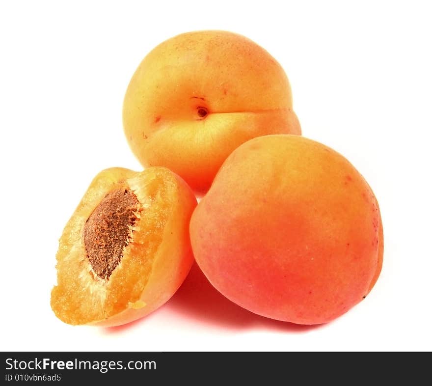 Apricots isolated on a white background