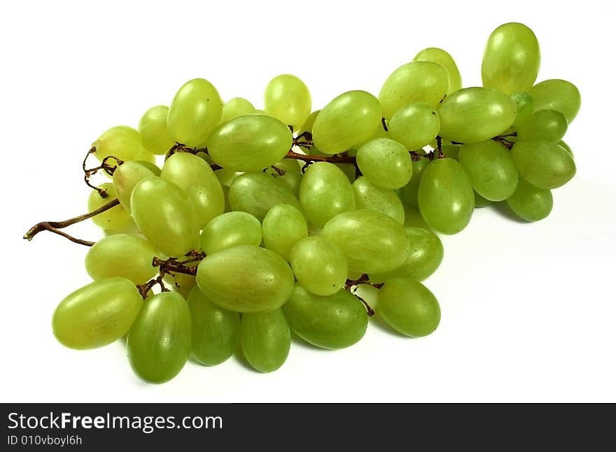 Green grapes isolated on white background