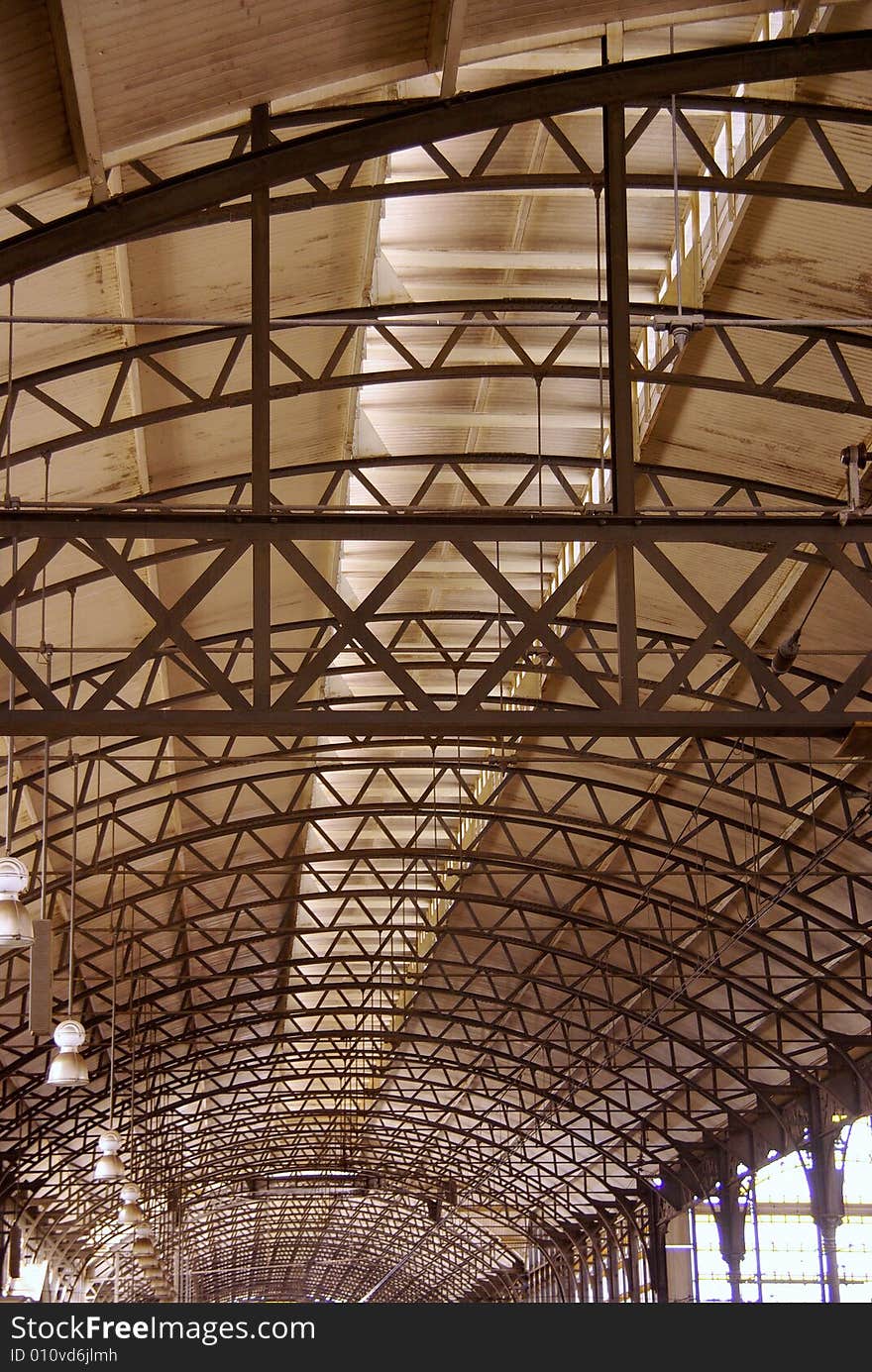 The roof contruction of a nineteenth century railway station. The roof contruction of a nineteenth century railway station