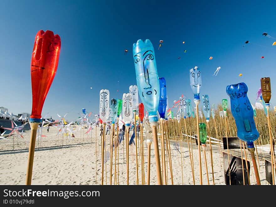 Painted bottles with smiling faces