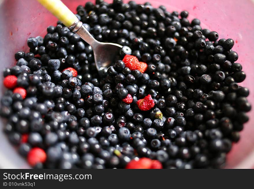 Bilberries with strawberry