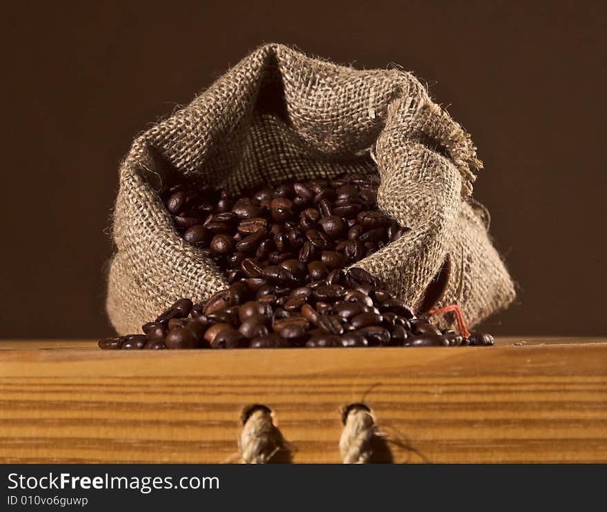 Coffee-beans are in the sack