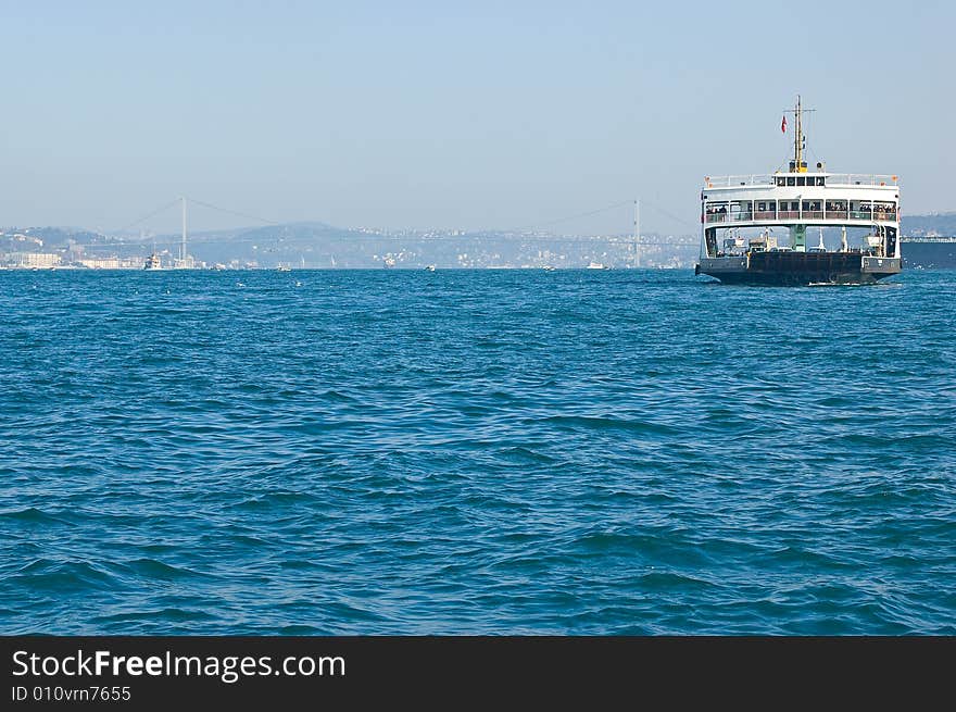 Ferry and view of the bosporus