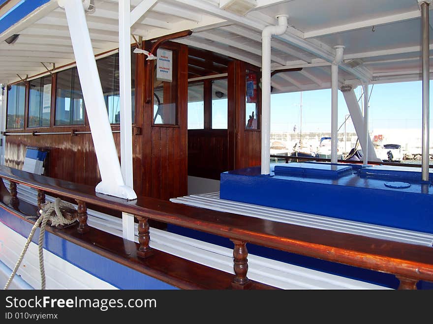 An empty ferry boat waiting tourists