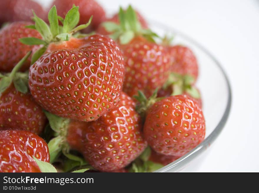 Fresh strawberries in a bowl.