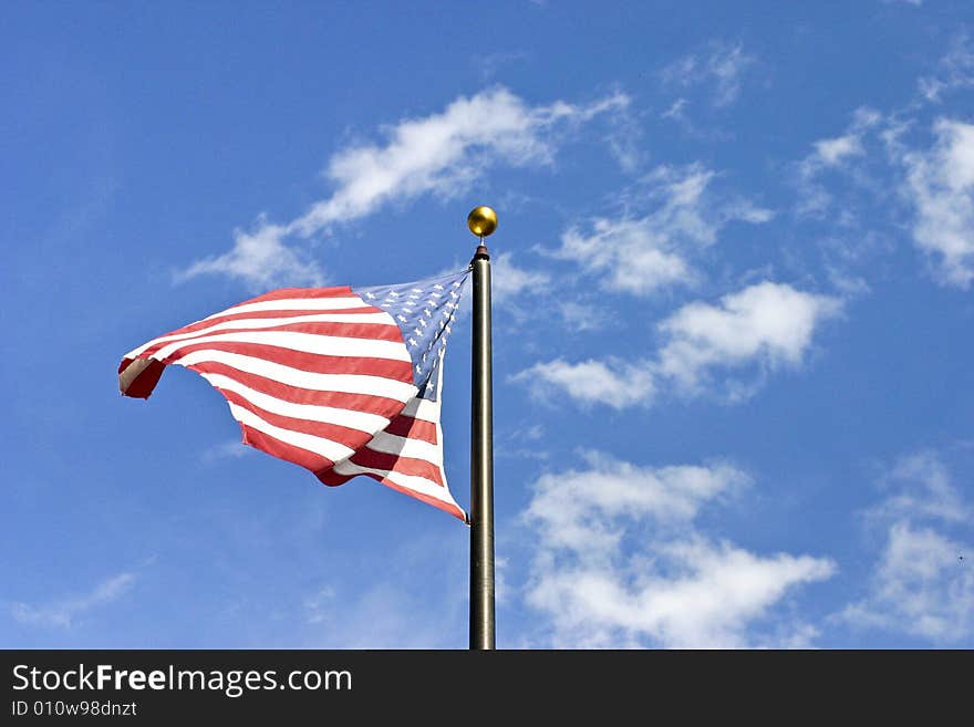 American flag on the wind, Colorado Springs, USA