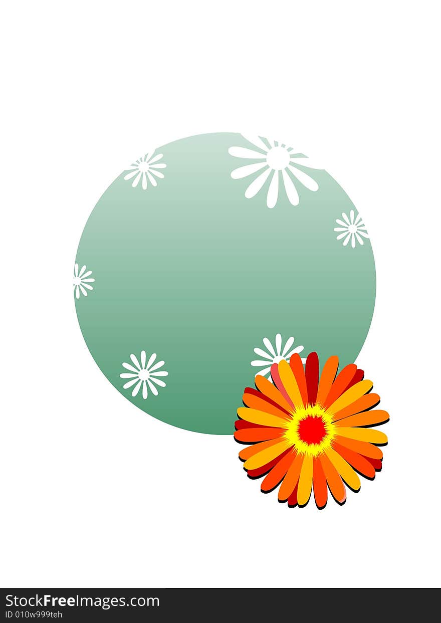 A flower on a circular background. A flower on a circular background