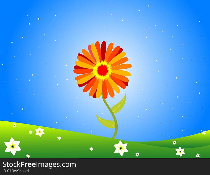 Sunflower plant on gradient background