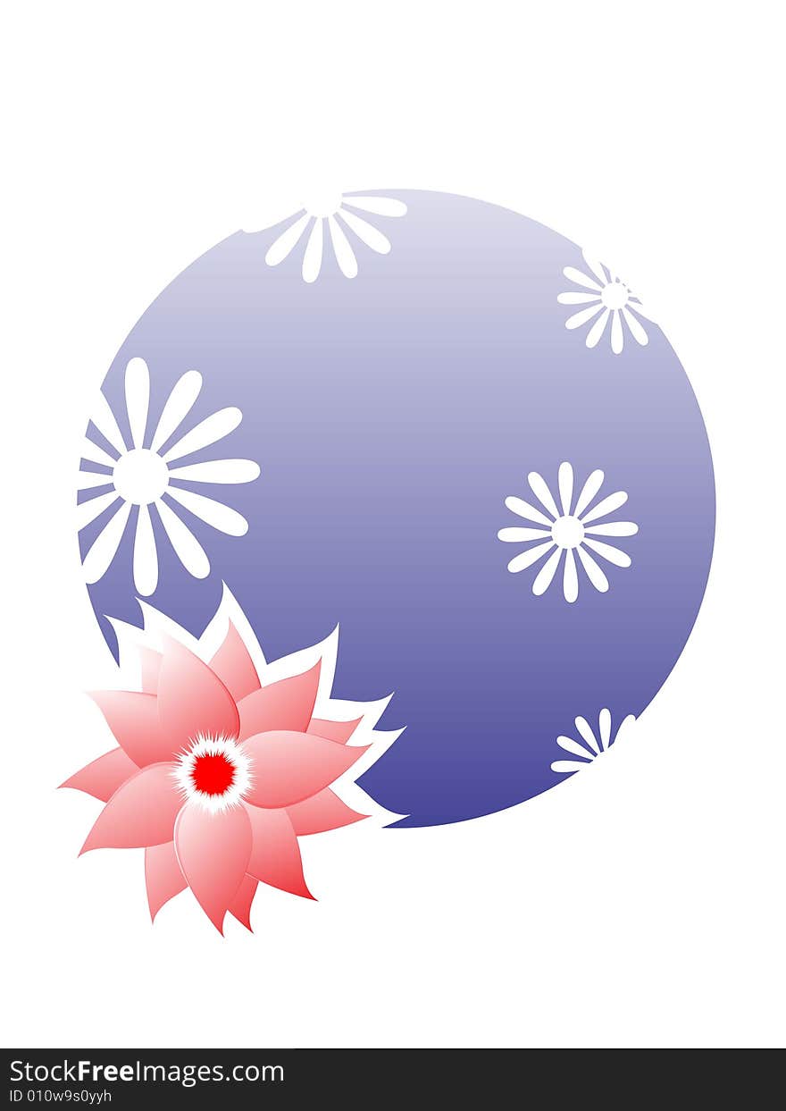 Flower on circular gradient background. Flower on circular gradient background