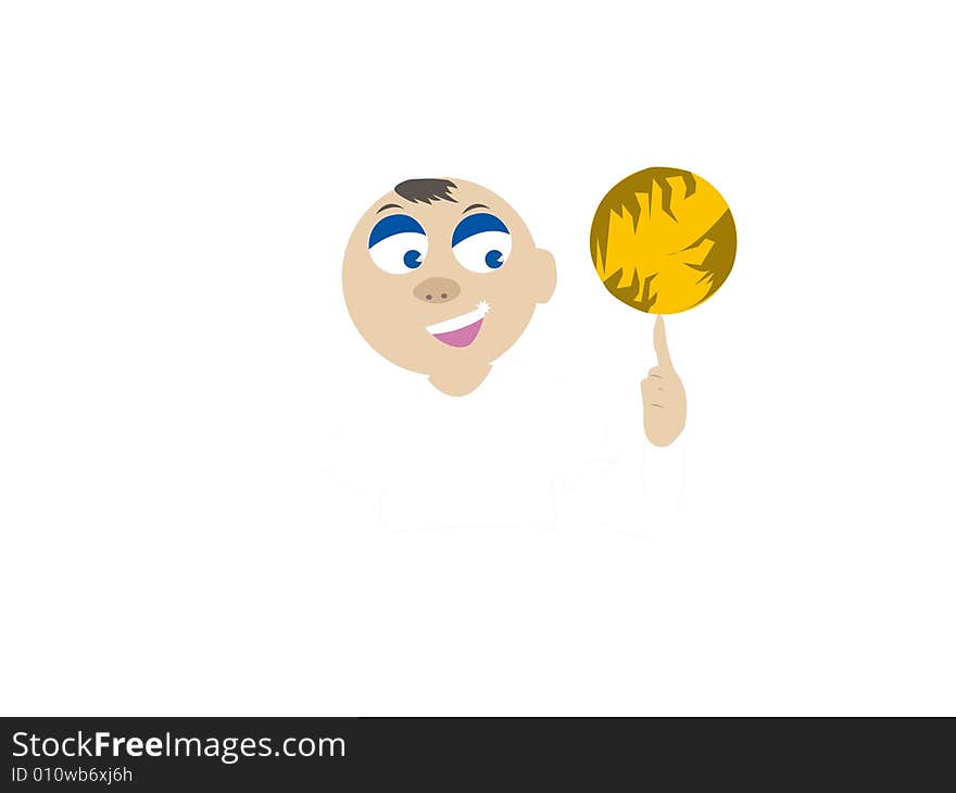 Ball and face on isolated background