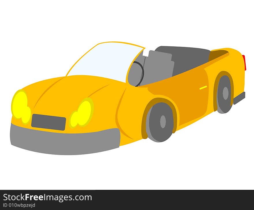 Open car on isolated background