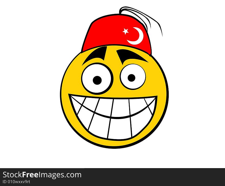 Yellow smiley symbol of turkish man. Yellow smiley symbol of turkish man