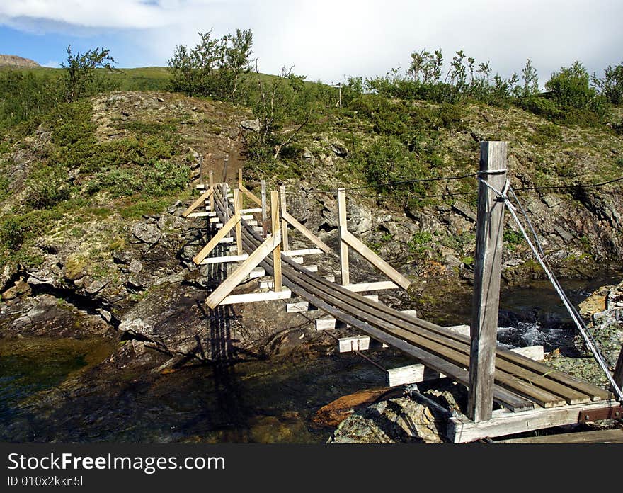 Small wooden bridge in Norway