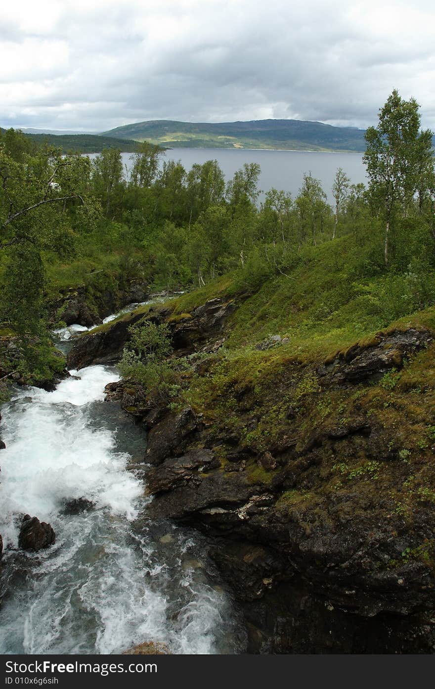 Waterfall in summer in Norway