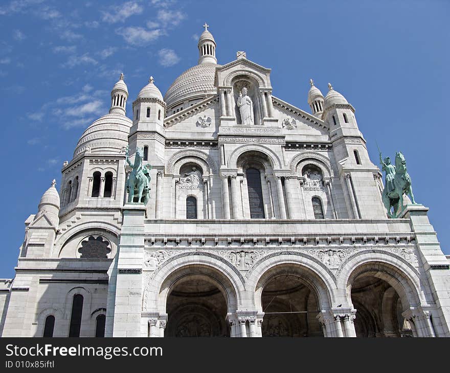 Front view of Sacre Coeur basilique in paris. Front view of Sacre Coeur basilique in paris