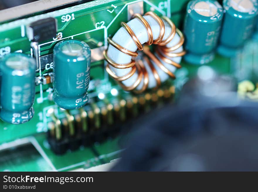 Close up viewof a computer circuit board. Close up viewof a computer circuit board