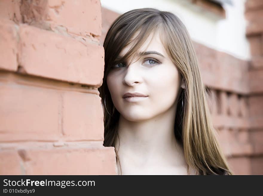 Young Pretty Model Portrait Outdoors. Young Pretty Model Portrait Outdoors