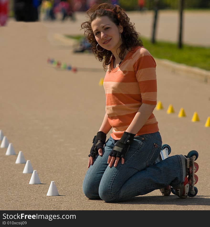 Smiling Rollerskating Girl