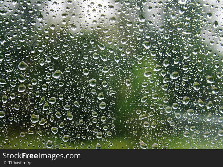 Water drops on the glass