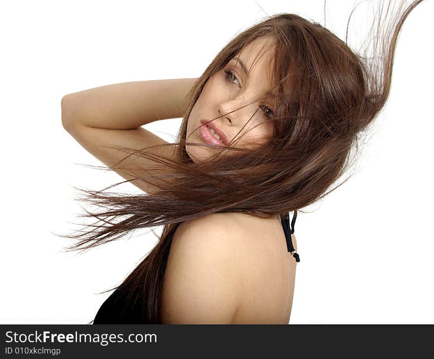 Portrait of a beautiful girl on white backgound. Portrait of a beautiful girl on white backgound