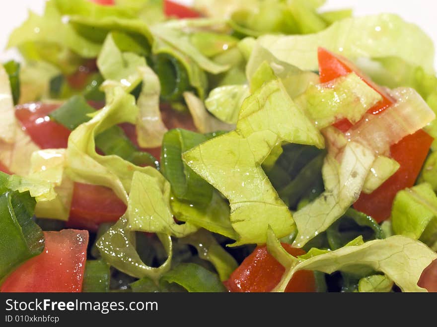 Salad, tomatoes, onions