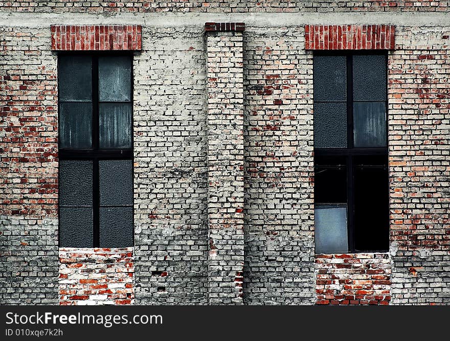 Old wall with 2 windows. Old wall with 2 windows