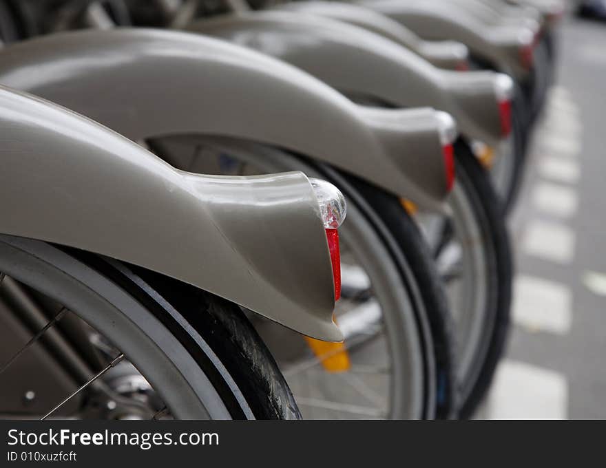 Group of bicycles for rent n Paris. Group of bicycles for rent n Paris