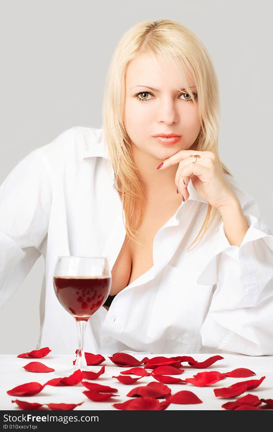 Lady with wine