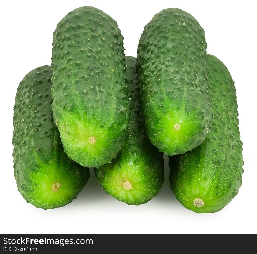 Nice fresh green cucumbers isolated over white