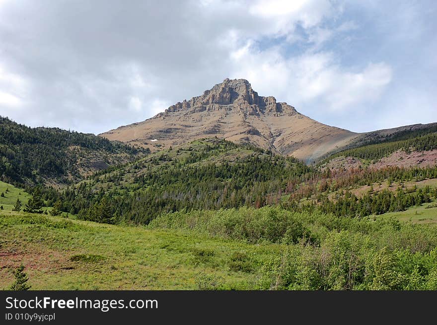 Mountains and forests in waterton lakes national park, alberta, canada