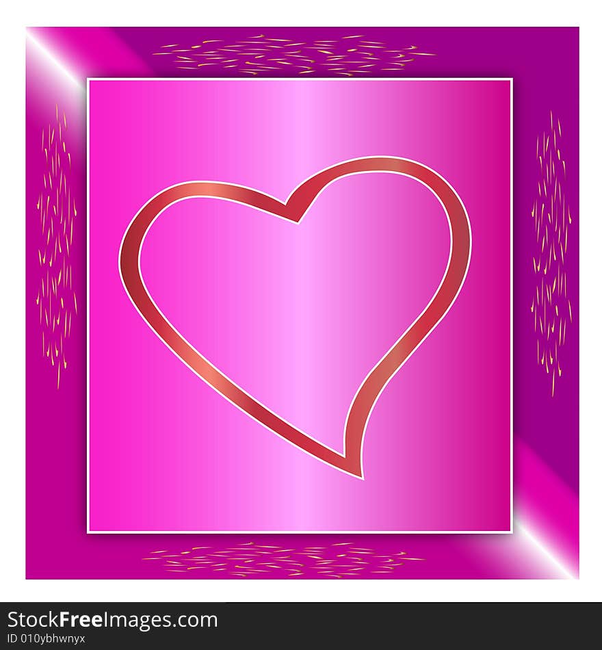 A heart in a pink frame. A heart in a pink frame.