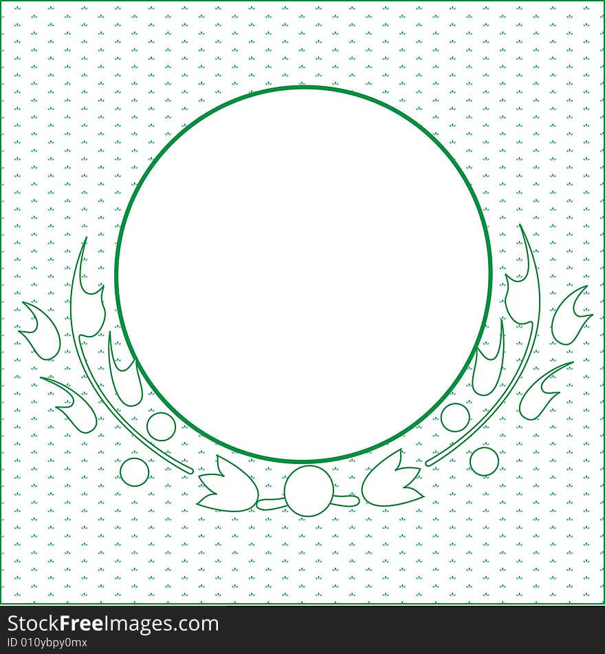 A green circle bordered with green twigs.