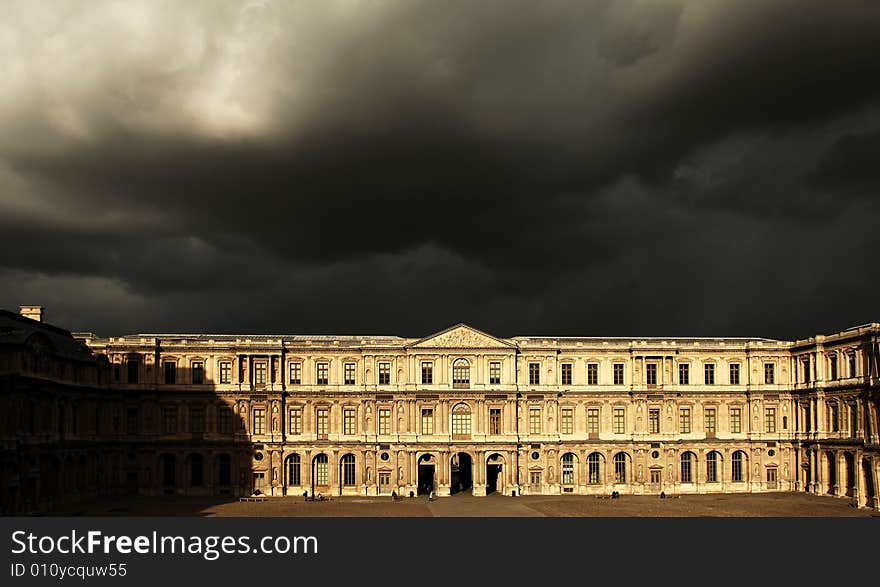 France, Paris: Louvre Museum, Thunderstorm