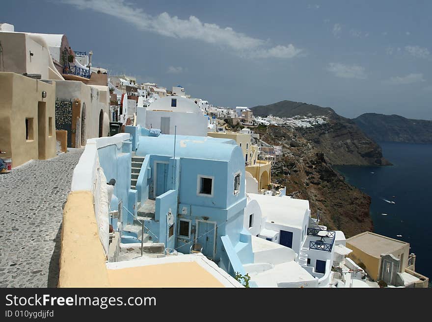 Pristine Oia village on the Greek island of Santorini. Pristine Oia village on the Greek island of Santorini.