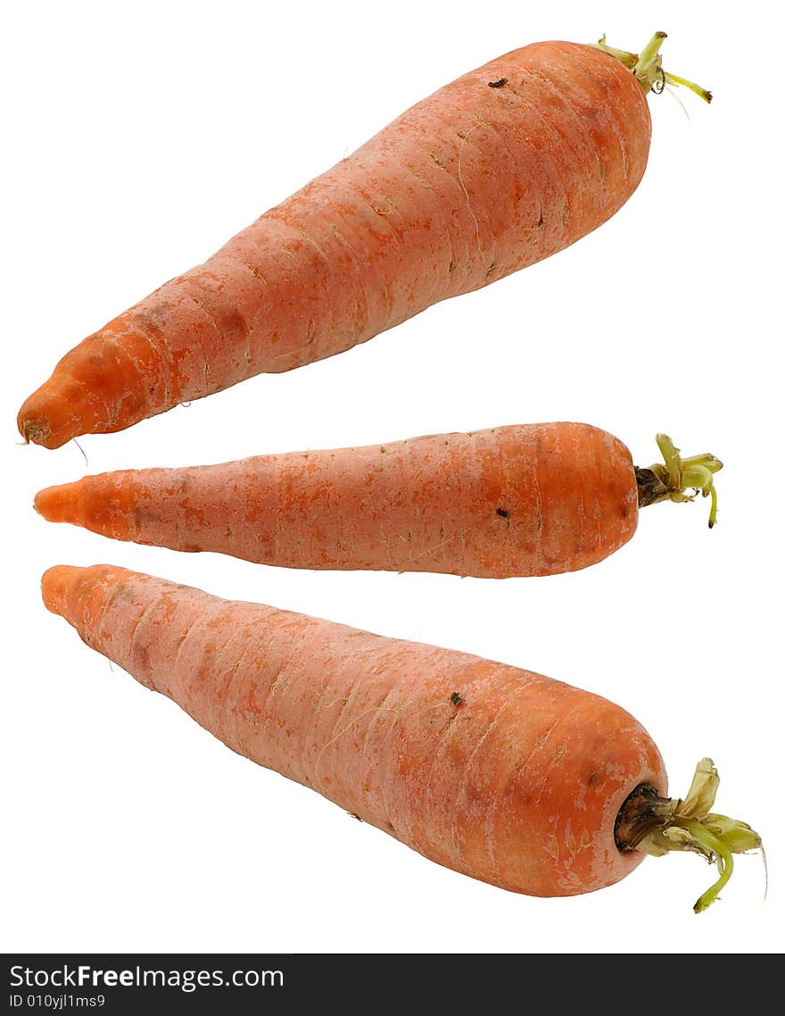 Fresh carrots on a white background