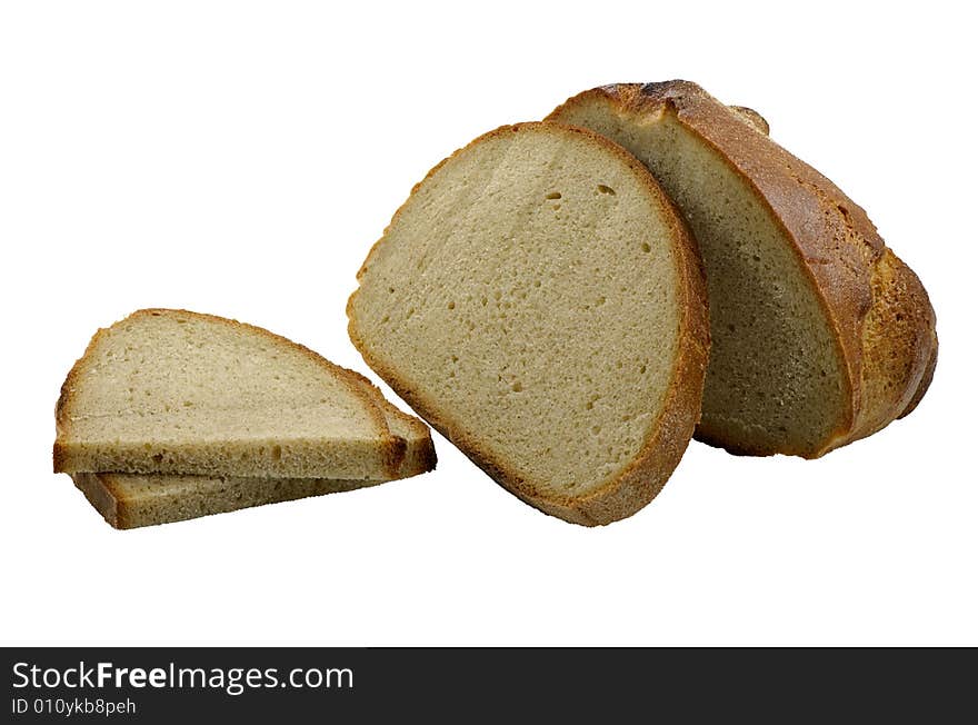 Rye bread on a white background