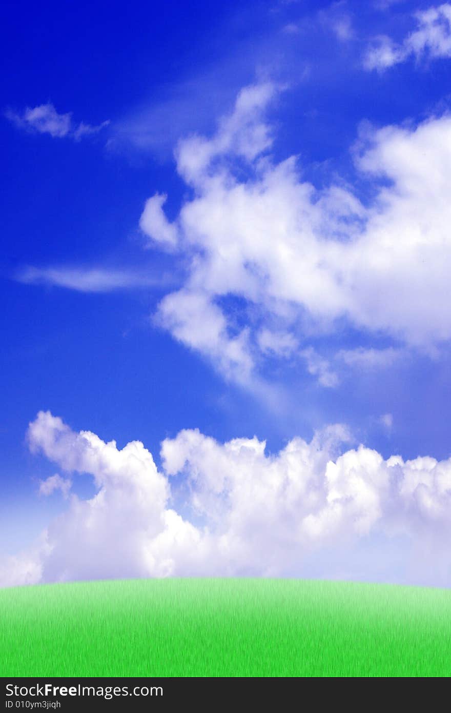 Sky and cloud on green year landscape