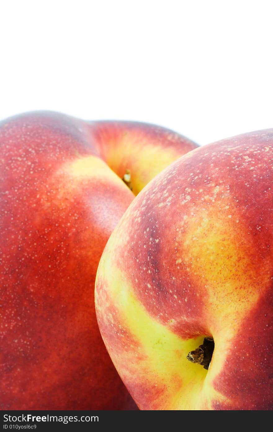 Isolated photo of two big fresh nectarines