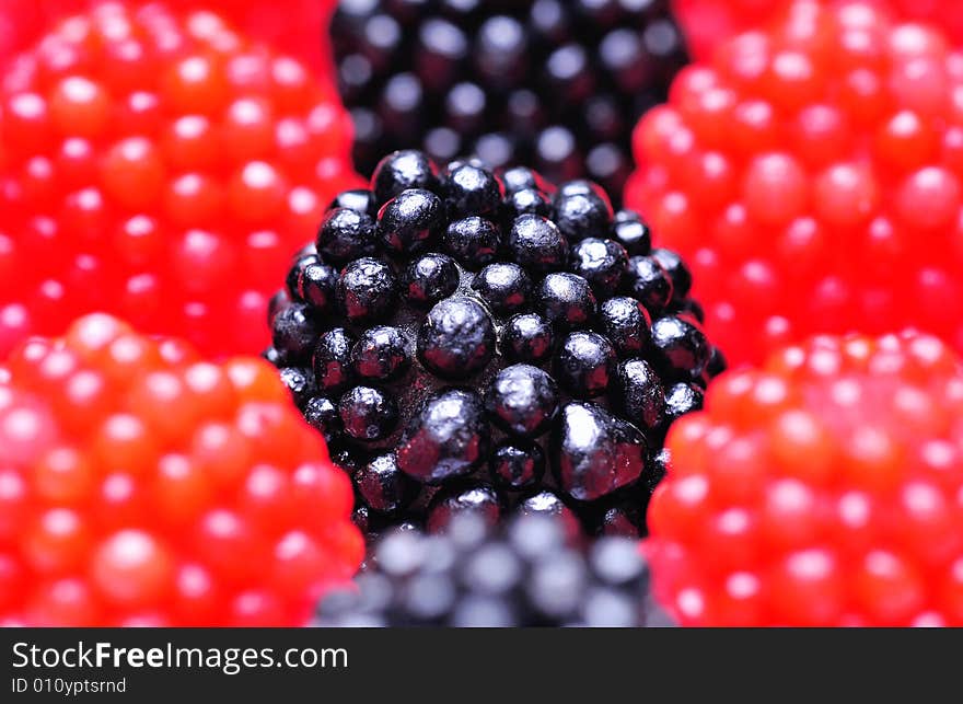 Super closeup of colored candy