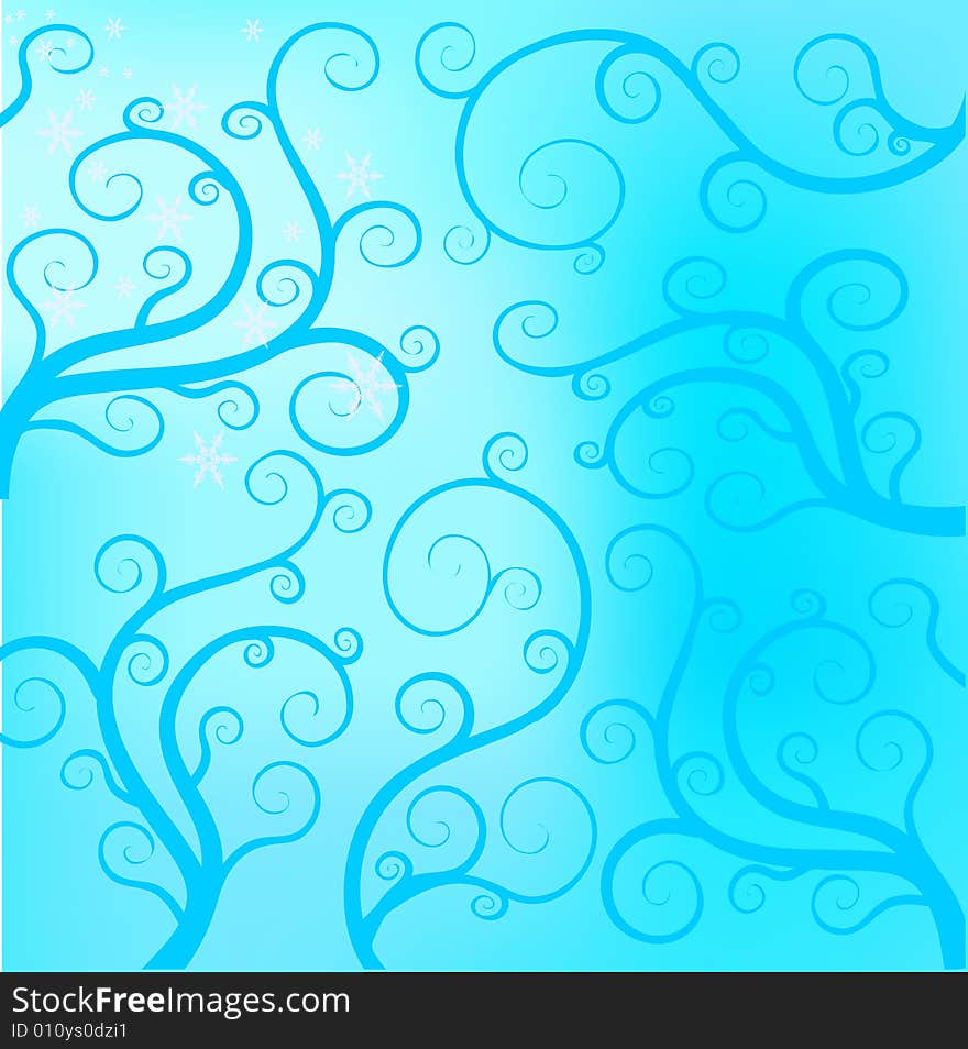 Blue floral background with stars