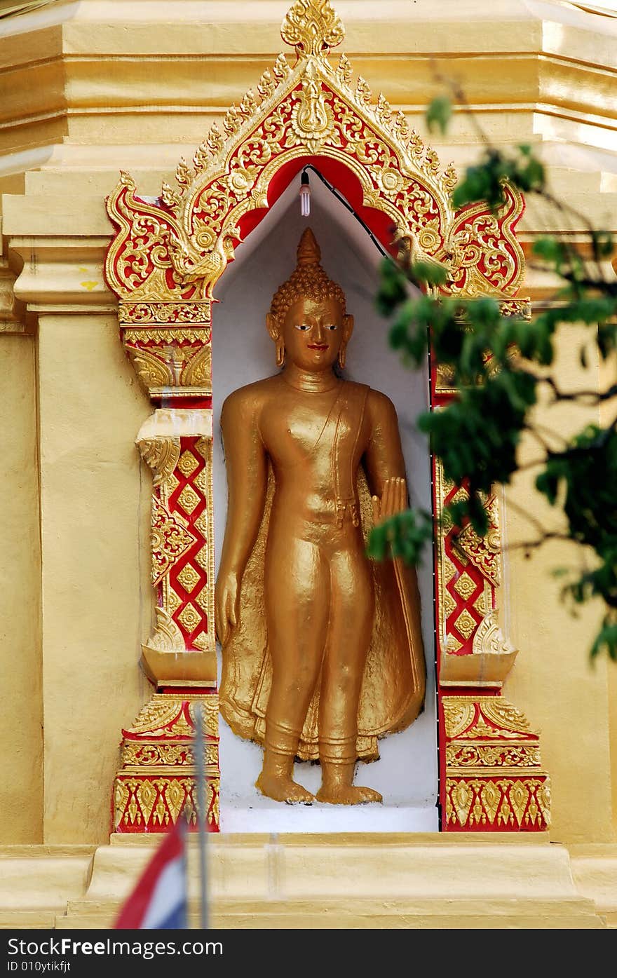 Thailand, Chiang Mai: walking Buddha at Wat Doi Suthep one of the big temples in the city. Thailand, Chiang Mai: walking Buddha at Wat Doi Suthep one of the big temples in the city