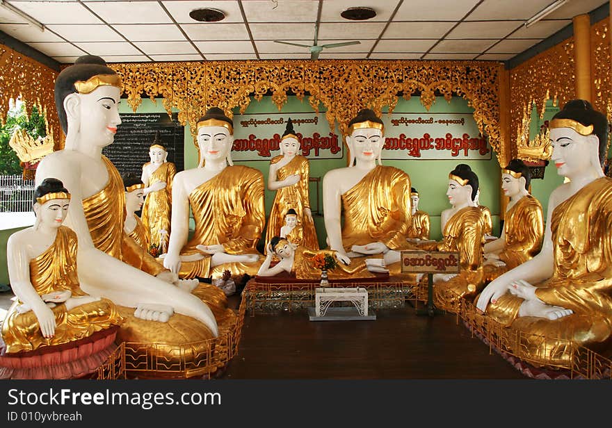 Buddha in a temple of The Shwedagon Complex (Myanmar)