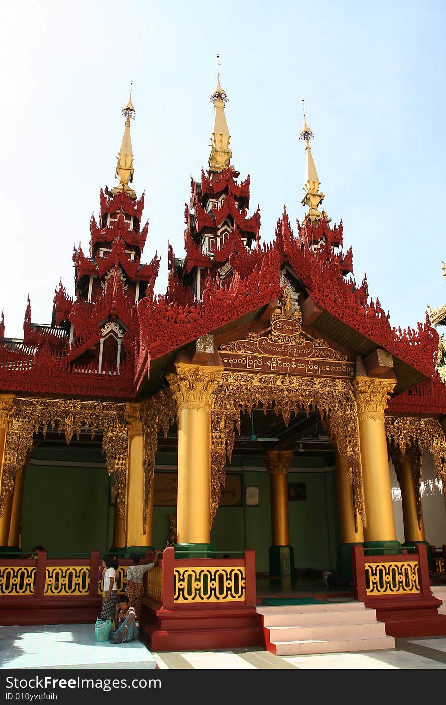 The Gate of a temple near The Shwedagon pagoda (Rangoon, Myanmar)